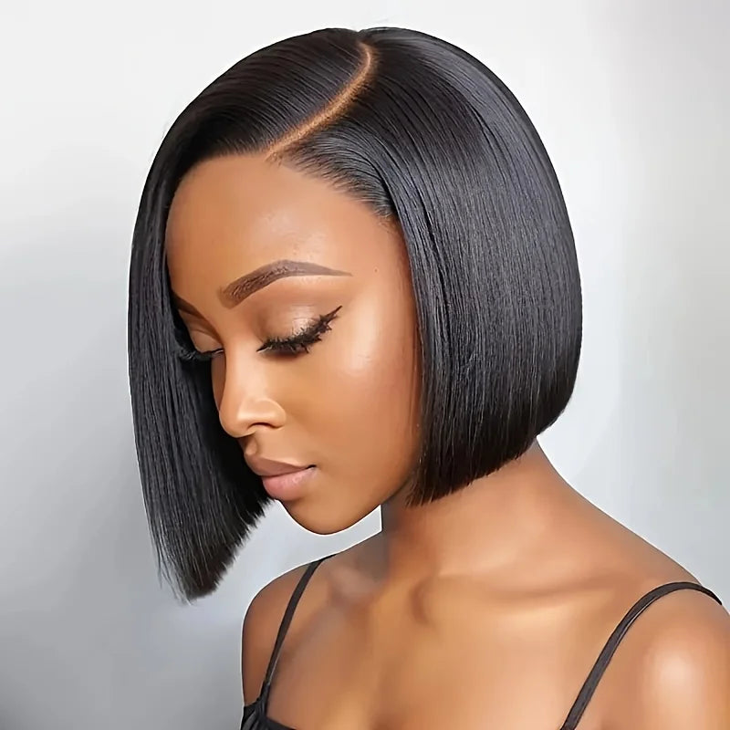 Glueless Free Wig Wear and Go Bob Wig 13x4 Lace Front Brazilian Virgin Human Hair Straight Short Bob Pre-plucked Natural Color