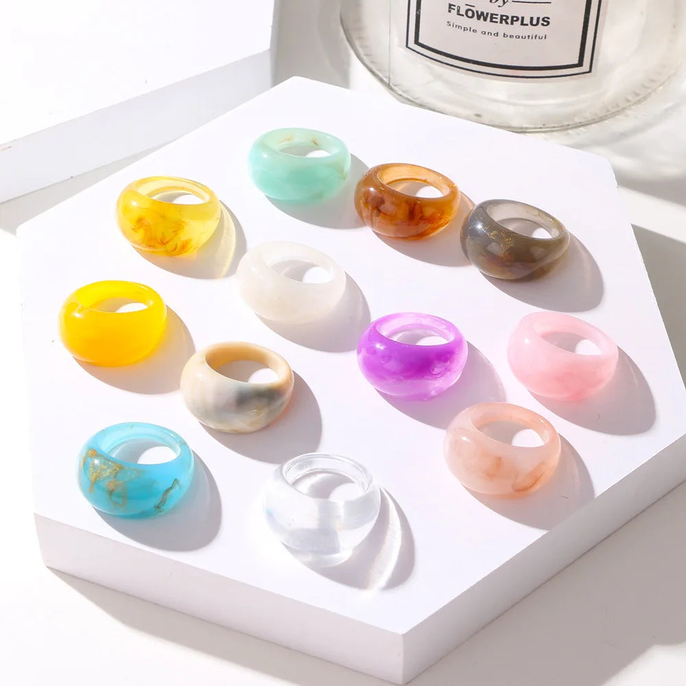 DAIHE Wholesale Fashion Jewelry Rings Resin Colorful Women Jewelry Chunky Ring New Design Acrylic Ring for Women