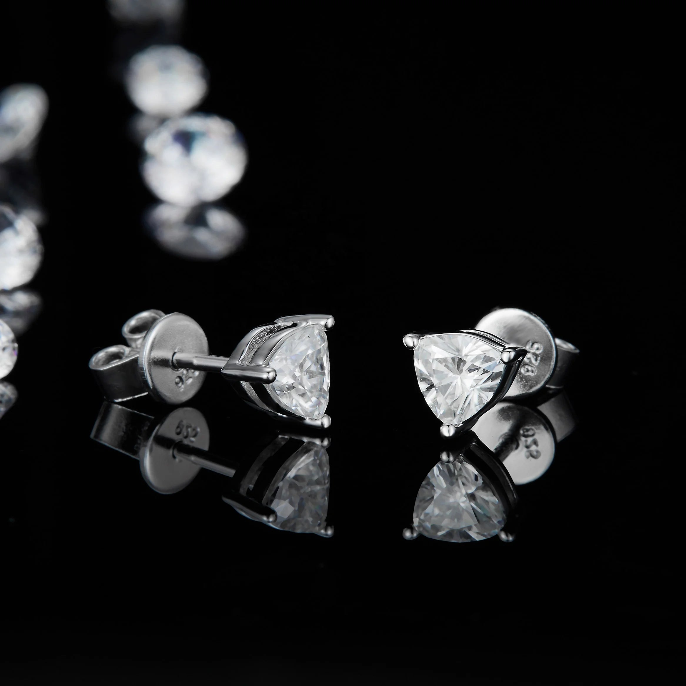 Abiding Jewelry Wholesale Custom 2025 925 Sterling Silver Trillion Shape Moissanite Studs Ear Rings for Women