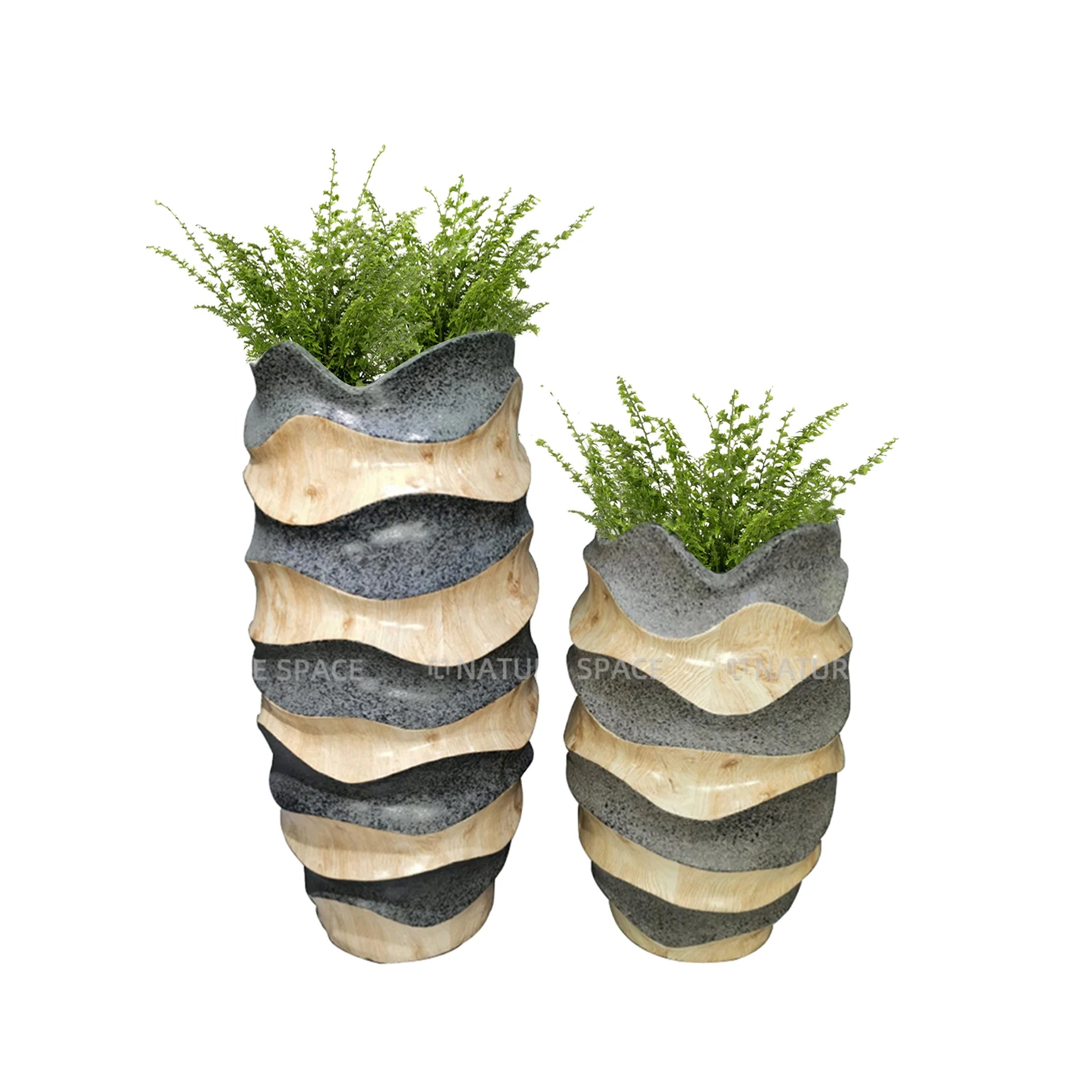 Nordic Big Fiberglass Flower Pot Indoor Outdoor Wavy Pot Planter Home Decor Garden Hotel Plant Pots