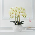 White Artificial Orchid Gold Vase Festive Christmas Graduation Easter New Year Flower Arrangement Faux White Flowers Gold Pot