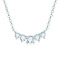 Curve Bar Smiling Pendant Necklace with Moissanite Link Chain Trendy Gift Jewelry Platinum S925 Silver for Women by R.GEM.