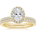 OAHLAN Wholesale 14K Gold Plated 1.5CT Cubic Zirconia 925 Sterling Silver Bridal Rings Sets Oval Cut CZ Engagement Wedding Band