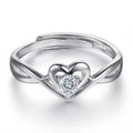 Solitaire Rings Heart Shape Rhodium Plated Thick 18K Gold Plated 925 Sterling Silver Engagement Wedding Ring Adjustable Ring
