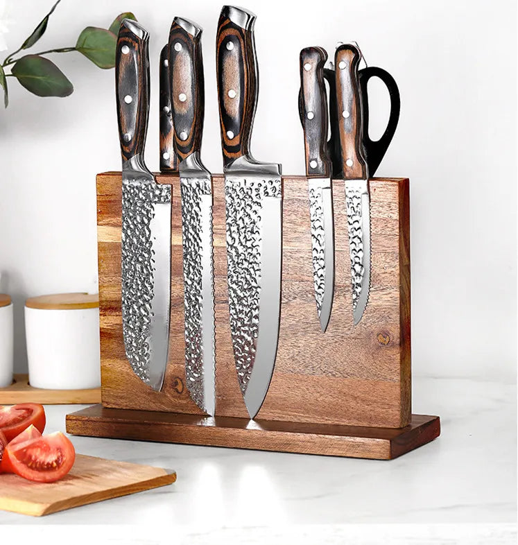 Acacia Wood Storage Tool Magnetic Suction Wooden Knife Holder Wooden Knife Holders