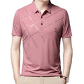 RNSHANGER Summer Ice Silk POLO Shirt Comfortable Breathable for Business Leisure Fashion Versatile Men's Polo Tops