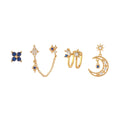 Wholesale Daily Small Fresh Ear Studs Four-Piece Set Earrings New Zircon Brass Metal Earrings Women's 4pcs Moon Star Earrings
