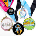 Free Custom Design logo Sport Gym Design Painted Color Winning Gymnastics Dance Prize Competition Medals with Ribbon