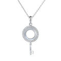 Simple Key Charm 925 Real Silver Pendant Necklace with Shell Jewelry for Girls