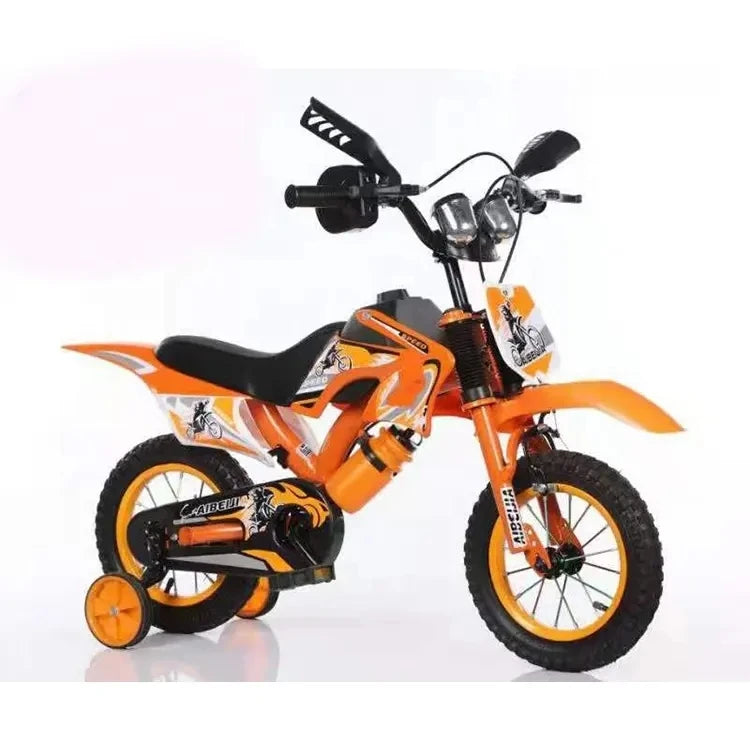 2021 Classic 16 Inch Kids Bike Motorbike Style for Ages 3-9 for Boys and Girls Steel Fork Brake Line System Ordinary Pedal