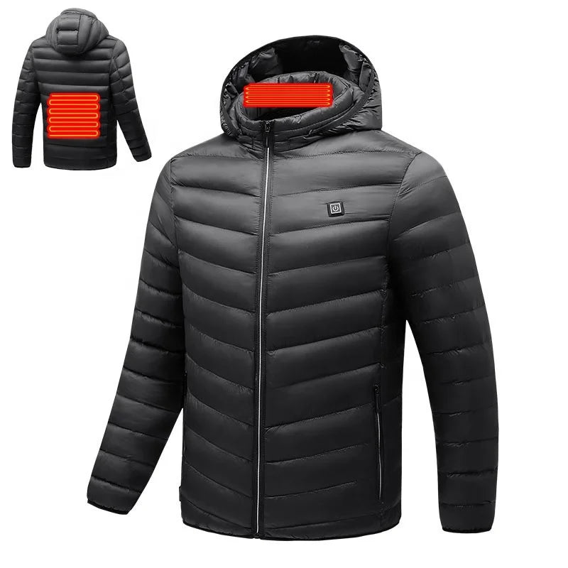 2025 New Arrival Electric Heating Jacket for Men Nylon USB Heating Coat Velvet Lining Windbreaker Jacket Custom Logo