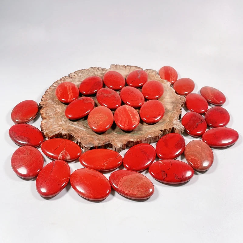 Hongzhuo Natural Crystal Red Jasper Palm Stone Gemstone Pocket Stone Crystal Healing Stone Crafts for Anxiety Stress Therapy Message