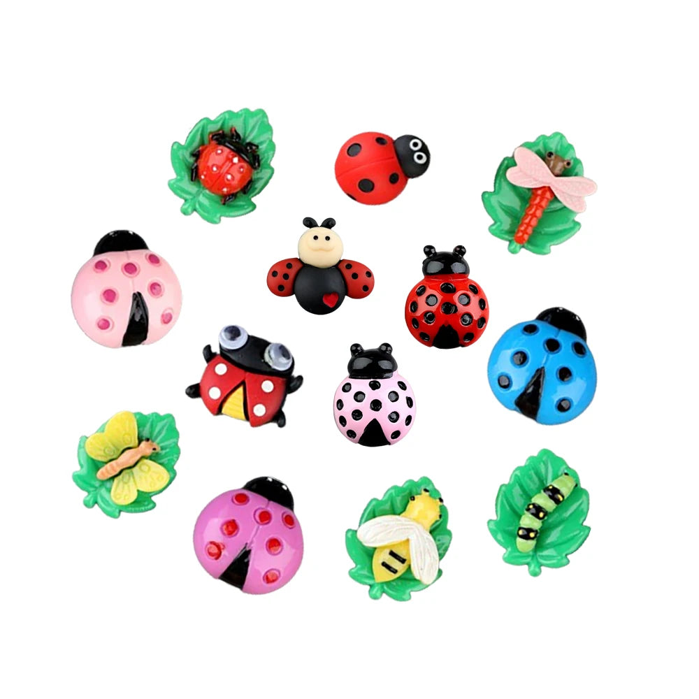 Hot Sale Insect Theme Ladybug Design Flatback Resin Charms Keyring Pendant Accessories