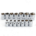 14Pc 3/8" Drive Socket Set 6 7 8 9 10 11 12 13 14 15 16 17 18 19mm Socket Wrench Set 6 Point Socket Bit Adapter Car Repair Tools