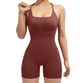 Women's Sports Bodysuit Jumpsuit Shorts U-Neck Push Slim Gym Fitness Shaperwear Backless Sculpting Butt Lifting Seamless One