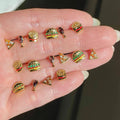 New Fashion Jewelry Ear Studs Wholesale Cute Fruit Burger Series 18K Gold Plated Color Zirconium Stud Earrings for Women