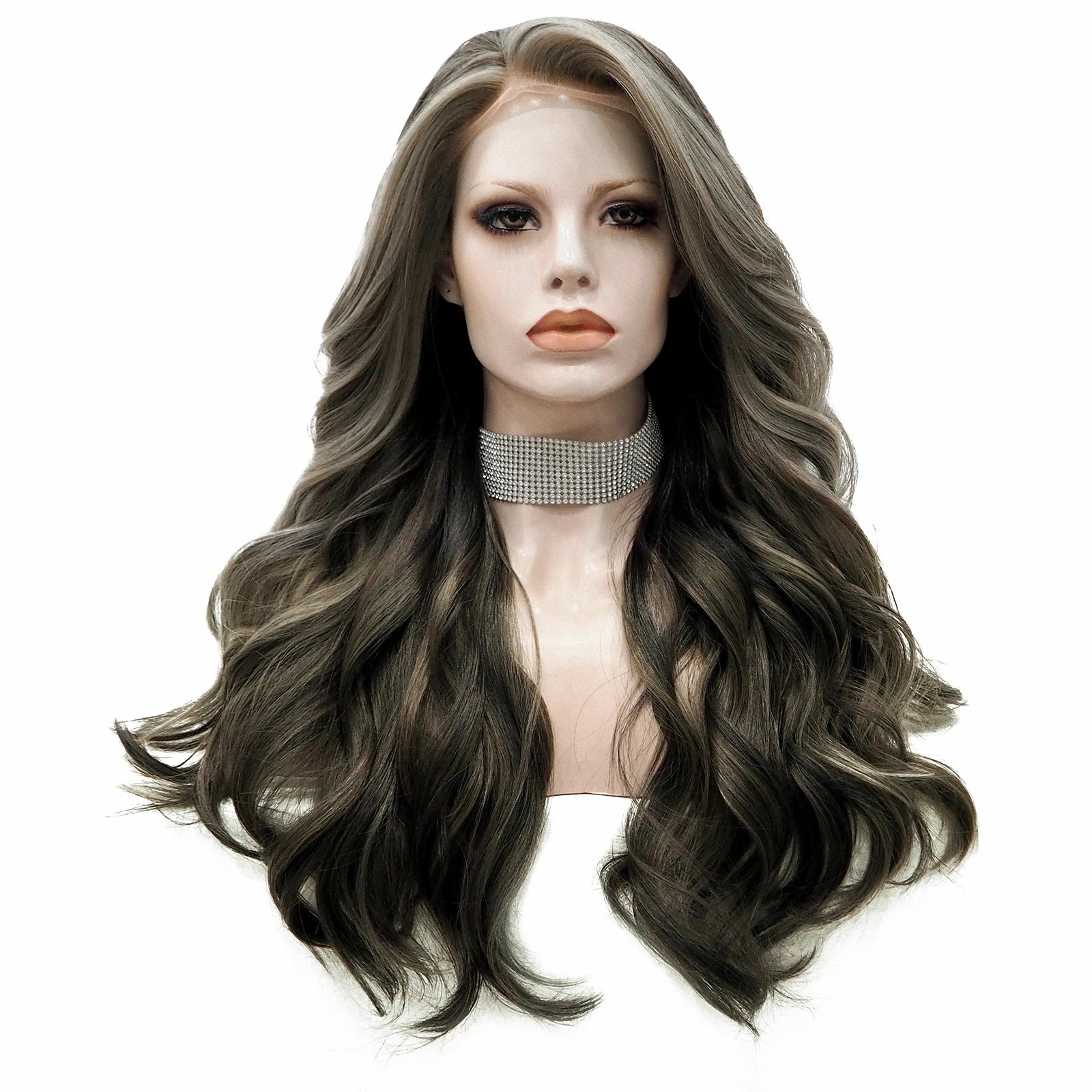 Celebrity Wig  Wholesale Ombre Natural Color Daily Life Wearing Futura Henlon Fiber Synthetic Lace Front Wigs
