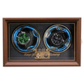 Luxurious Elegant Walnut Wood Grain Automatic Motor Protective Watch Display Box Safe Golden Plate Outside Watch Winder Box