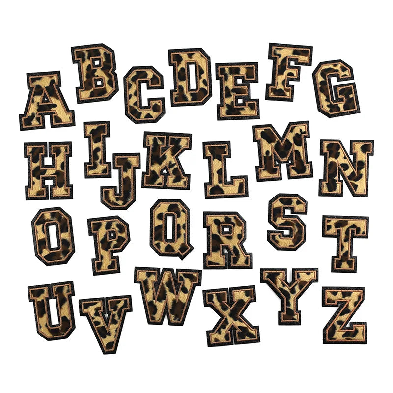 Leopard and English Letter Chenille Applique Embroidered Iron-On Clothing Patch for Custom Decorations