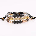 Renting Jewelry New Design Stainless Steel Beads CZ Ball Charm Men Macrame Adjustable Friendship Bracelet