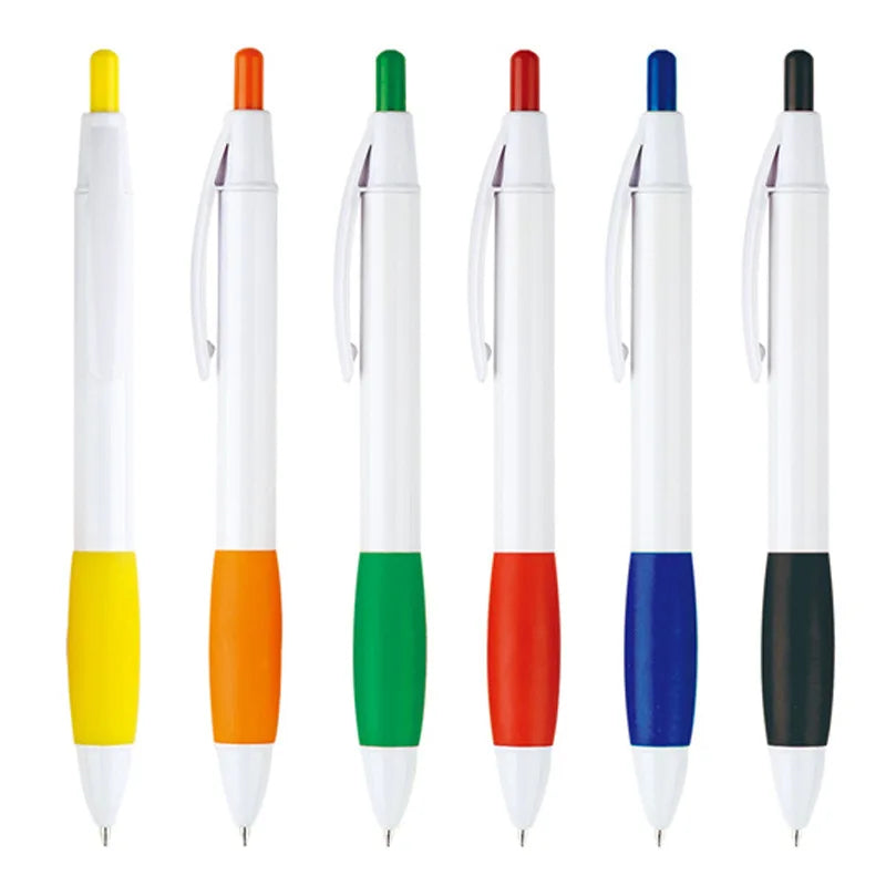 Customizable Logo High-quality Education Fashionable Colorful Ballpoint Pen with Rubber Grip Promotional Gift Plastic Press Pen