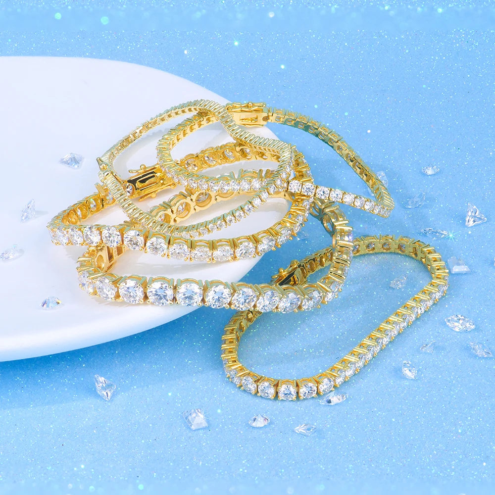 Wholesale 2-6mm Women Hip Hop Gra Certified Jewelry Sterling 925 Silver Vvs Diamond Mossanite Moissanite Tennis  Chain Bracelet