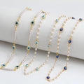 Handmade Metal Chain Abs Pearl Bead Eye Beads Beaded Chain Necklace Jewelry Necklaces for Women