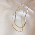 Dreamshow 18K Gold Plated Dainty Herryingbone Chain Layered Necklace Choker Necklace Women