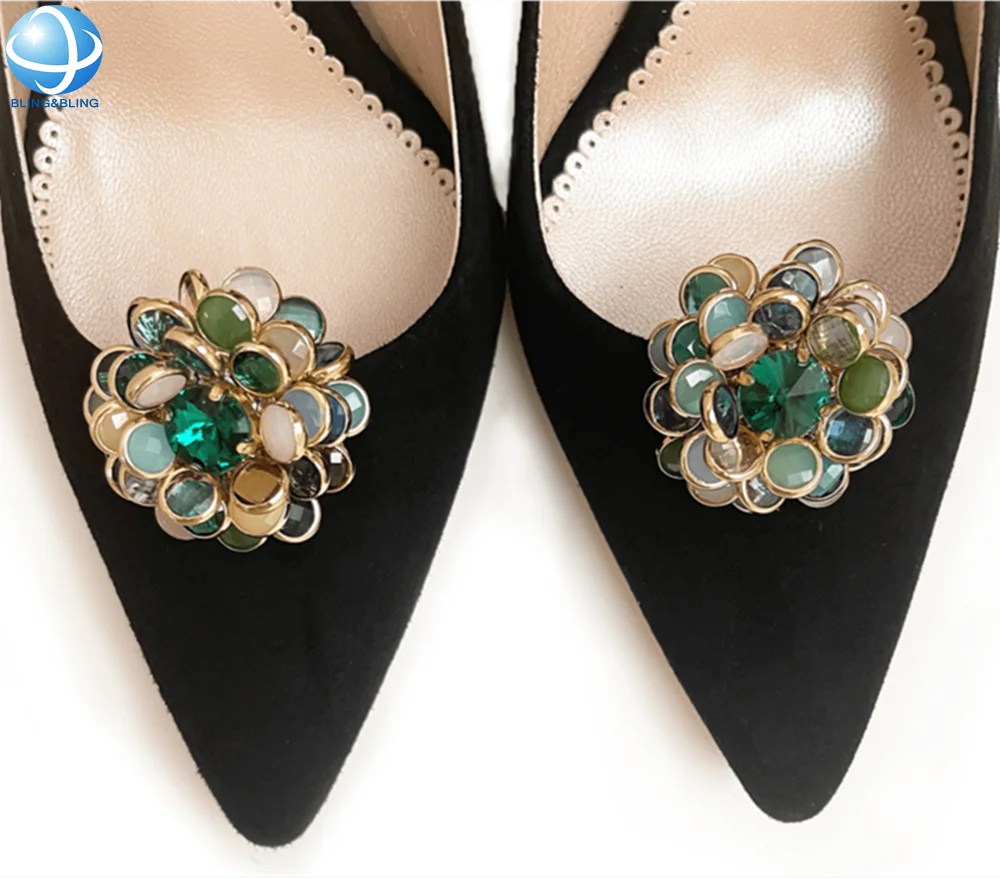Fashion Ladies Heels Decorative Lotus Flower Crystal Shoe Clip Jewelry Accessories Rhinestone Shoe Buckle