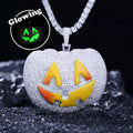 Glow in the Dark Iced Out Moissanite Pumpkin Smile Face Pendant Pass Diamond Tetser 925 Sterling Silver Bling Hiphop Jewellery