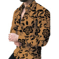 Top Fashion Camiseta Para Hombre Slim Fit Long Sleeve Anti-Wrinkle Spring Floral Print Shirt Male Outwear Streetwear 100%