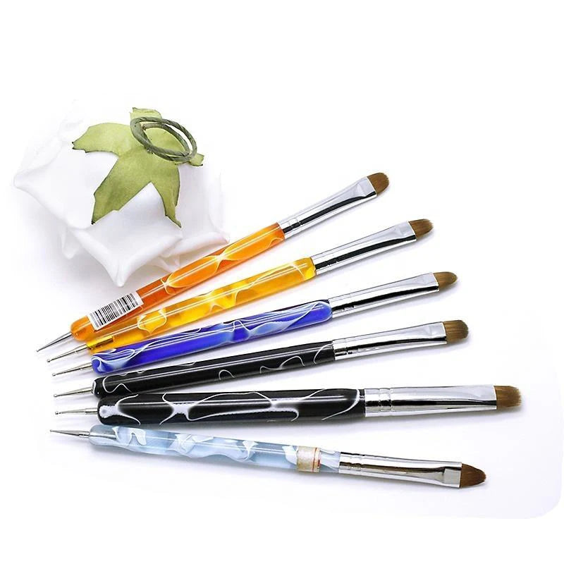 Double Head Acrylic Dotting Pen Flat Head French Nail Art Brush