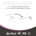 Wholesale Custom Ultralight Pure Titanium Rimless Executive Square Retro Optical Frame Eyeglasses Eye Glasses for Unisex