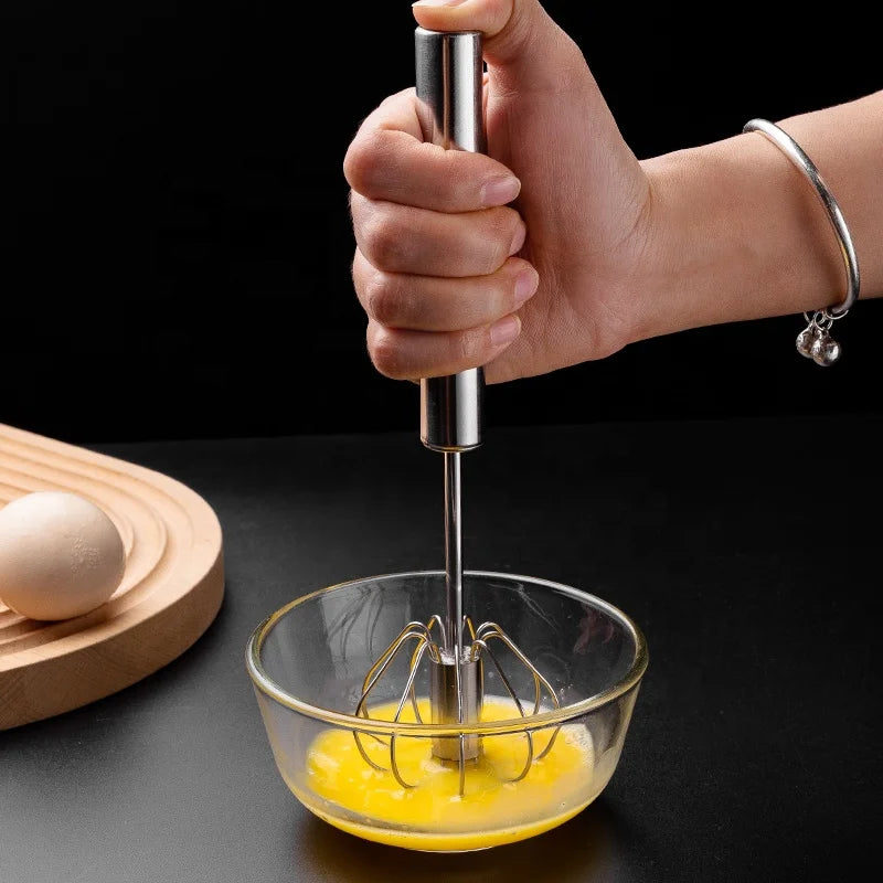Hot Selling Stainless Steel Egg Whisk Manual Semi-automatic Egg Beater Egg Mixer Tools Kitchen Gadget