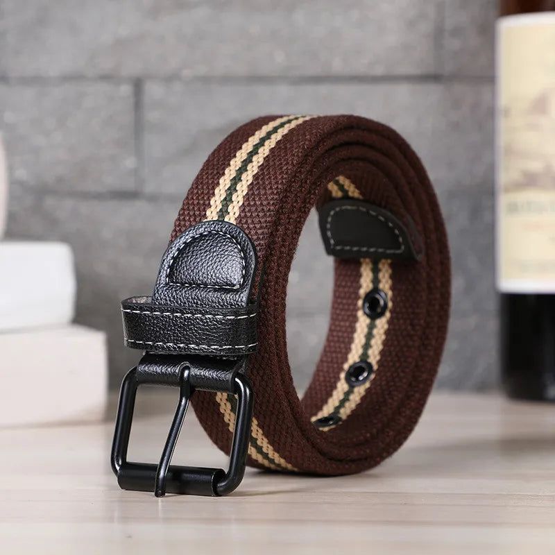 LQbelt Men's Canvas Belt Iron Pin Buckle Belts for Men Polyester Outdoor Wholesale Factory