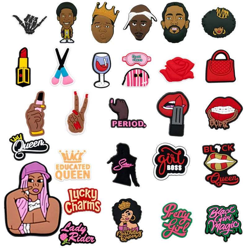 Customized Wholesale Diy 2d Pvc Lipstick Clog Sandal Accessories Black Lives Matter Shoes Decorations Lucky Shoe Charms