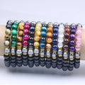 Dainty 8mm Tiger Eye Beaded Bracelet for Men Women Handmade Natural Black Onyx Hematite Beaded Gemstone Bracelet