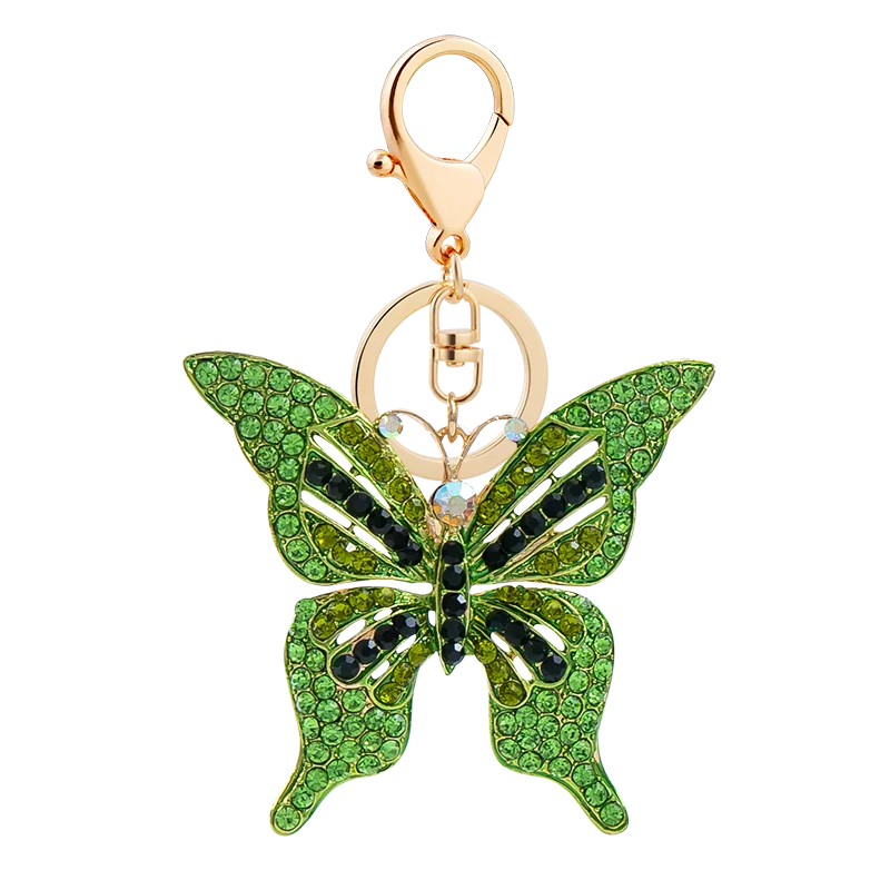 Fashion Women Insect Butterfly Key Chain Pendants Hollow Colorful Rhinestone Butterfly Key Chains for Bag
