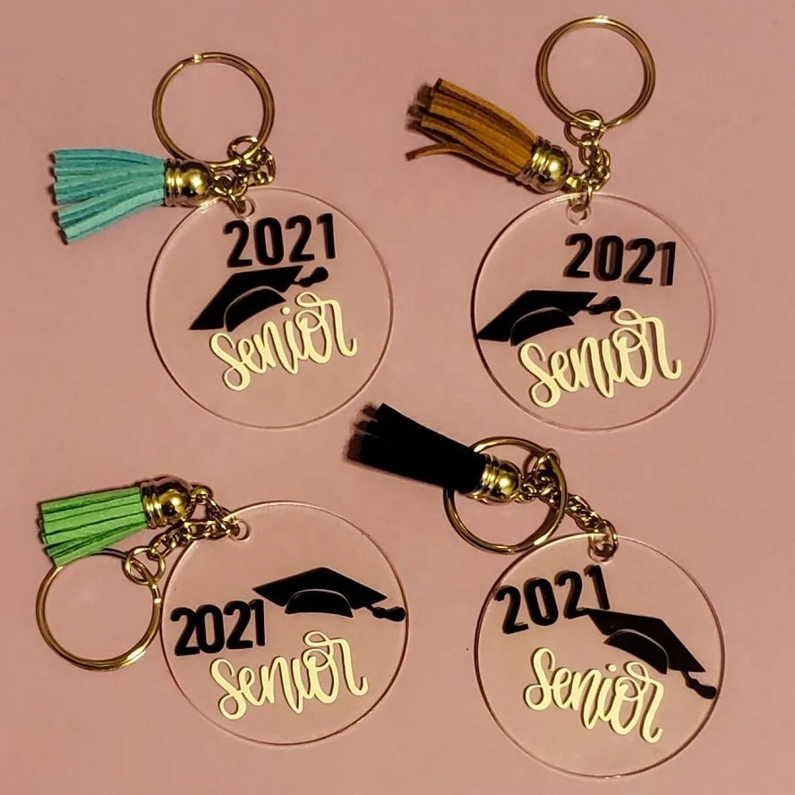 Online Hot Selling Customised Acrylic Circle Keychain Blank Clear Plastic Keyring DIY Key Chain
