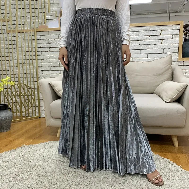 Lanna 2023 Latest Wholesale Anti-wrinkle Black Pleated Plaid Abaya with Full Lining Muslim Women Maxi Casual Wear