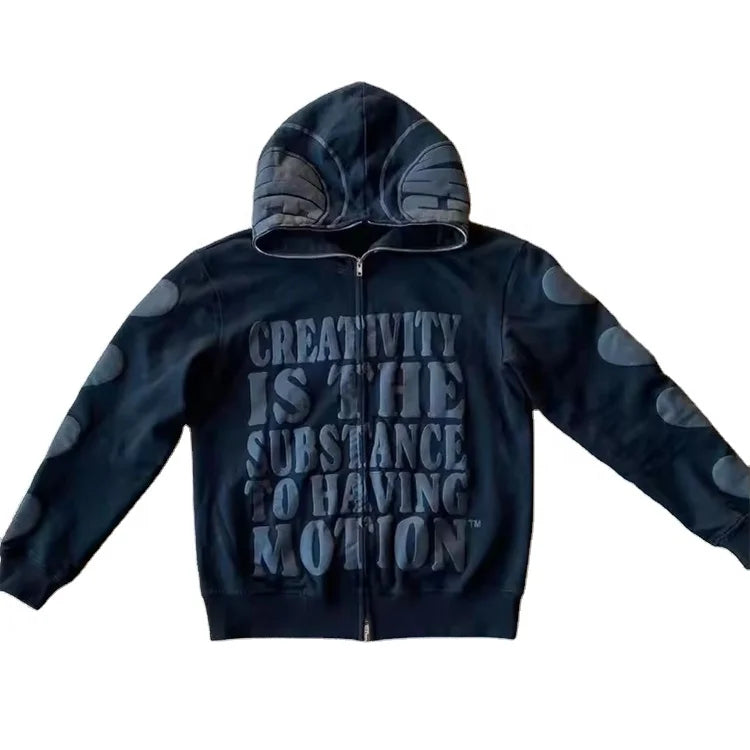 Factory Customized Puff Printing Men's Hoodies Sweatshirts Full Zip up Custom Men's Hoodies