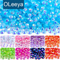 OLeeya Rhinestones Wholesale Crystal AB Flat Back Resin Rhinestone Jelly Rhinestone Bulk Package for Handcrafted Tumbler