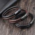 BMZ 2024 Factory Price Hot Sell 316L Stainless+genuine Leather Bracelet Men