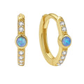 Nagosa Dainty 925 Sterling Silver Blue Opal 18k Gold Vermeil Pave Cubic Zirconia Opal Women Girls Hoop Earrings