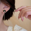 Korean Fashion Minimalist Gold Plated Ear Line Micro-set Zircon Oil Drop Flower Ear Wire S925 Silver Needle Tassel Earring