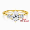 Fine Jewelry Woman Gift Mother's Day Hollow 14K Gold 3 Stone 3ct Pear Shape Moissanite Diamond Engagement Ring