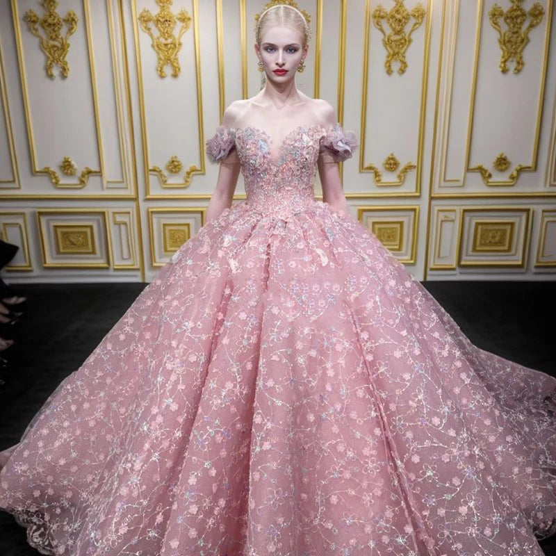 Luxury Lace Flower Evening Gowns Dresses Quinceanera Dresses for Women Jancember 6578