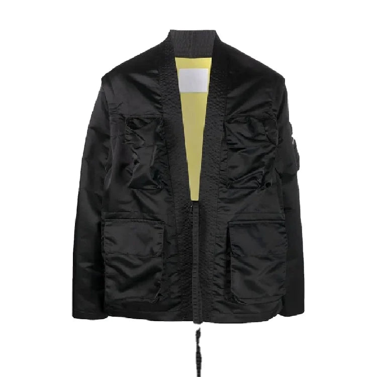 Latest Custom 100% Nylon Japanese Style Front Four Pockets Tied Detachable Sleeve Kimono Jacket for Men