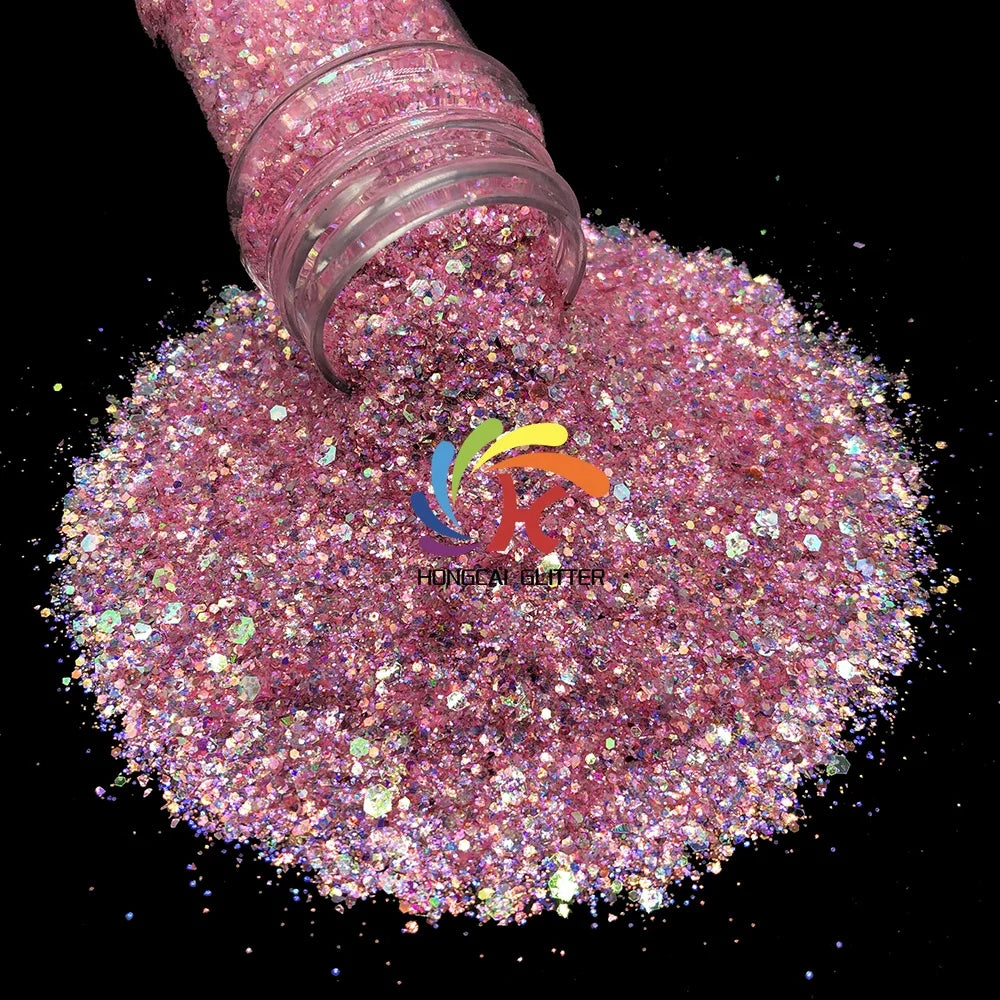 Factory Wholesale Bulk Loose Tumbler Glitter Chunky Mix Craft Nail Polish Polyester Hexagon Shaped Body Cosmetic Powder
