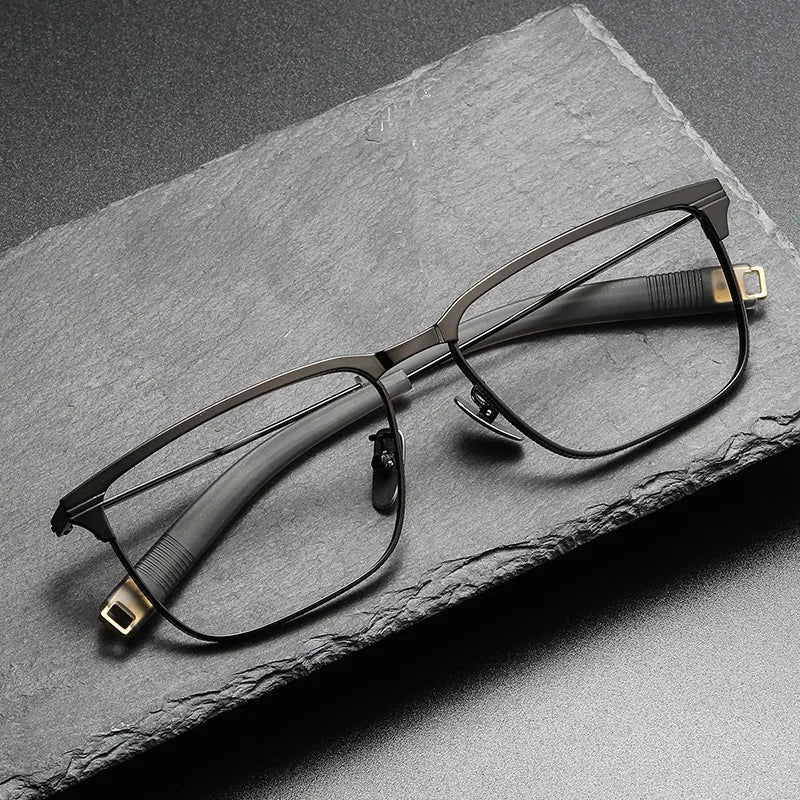 Big Frame Titanium Rectangle Business Style Men Eyeglasses Luxury Simple Design Wholesale Optical Glasses Spectacle 2022